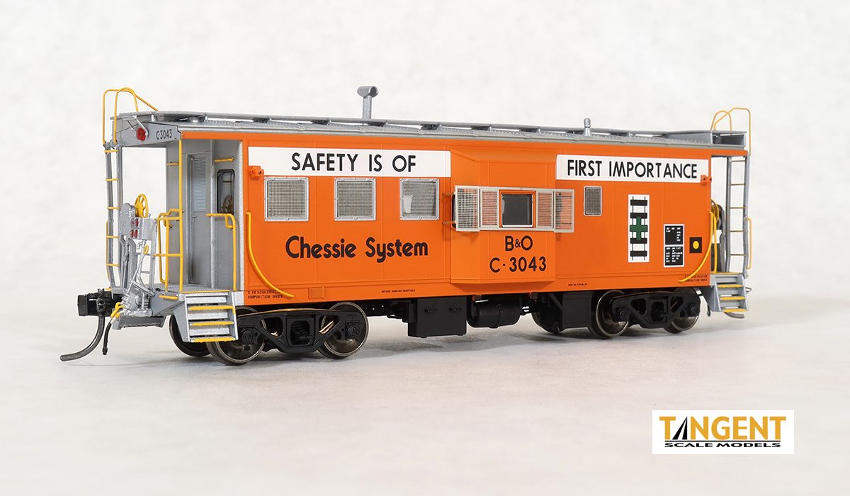 Tangent Scale Models Chessie System (B&O) "Orange Chessie Safety 1979+"ICC B&O I-18 Steel Bay Window Caboose #C-3043 - TAN60025-01