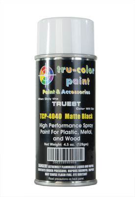 Tru-Color Paint Aerosol Spray Paint 4.5oz 135ml Can -- Matte Black - TUP4040