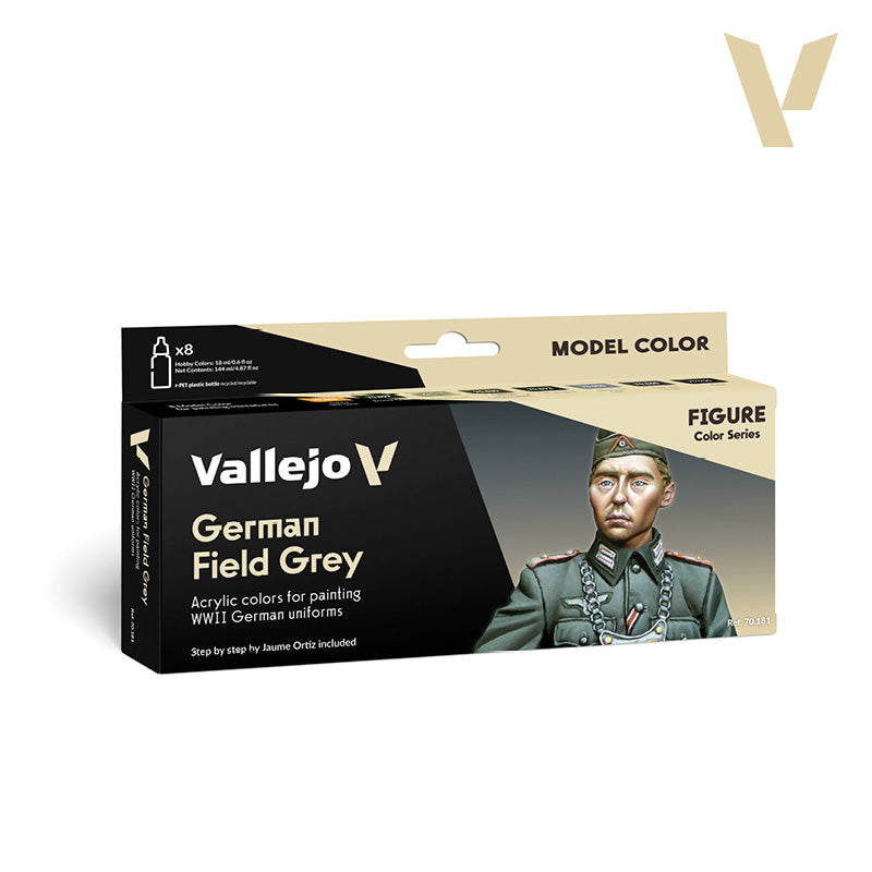 Vallejo 17ml Bottle WWII German Field Grey Uniform Model Color Paint Set (8 Colors) - 70181