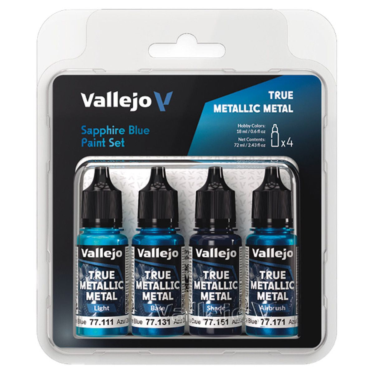 Vallejo 77.256 True Metallic Sapphire Blue (4 color)