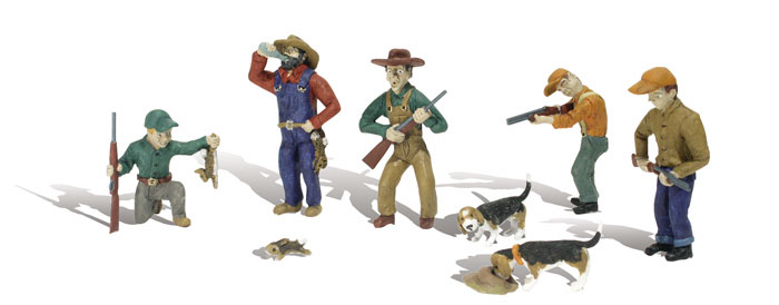 Woodland Scenics Rabbit Hunt - Scenic Accents(R) -- Rabbit Hunt - Men & Dogs pkg(11) - WOOA1903