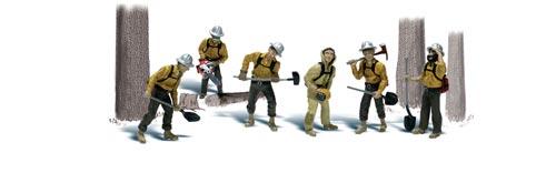 Woodland Scenics Scenic Accents(R) Working Figures -- Smoke Jumpers (Firefighters) pkg(6) - WOOA1919