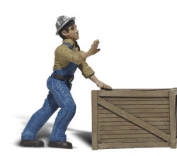 Woodland Scenics Accents(R) G Scale Figures -- Dock Worker w/Crate - WOOA2523