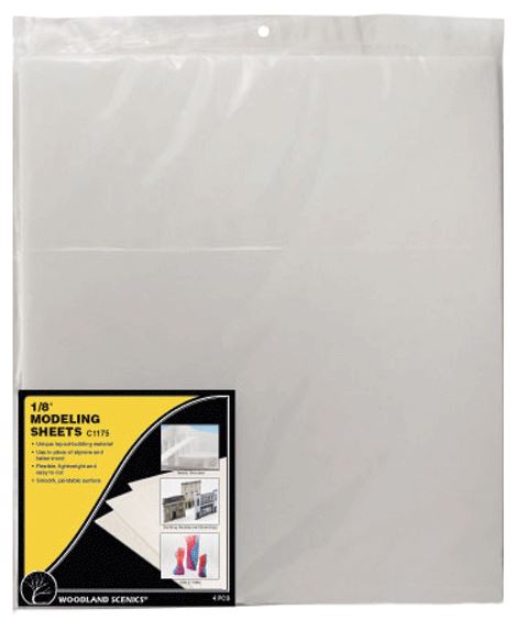 Woodland Scenics Modeling Sheets - 16 x 18" 40.6 x 45.7cm -- 1/8" .32cm Thick pkg(4) - WOOC1175