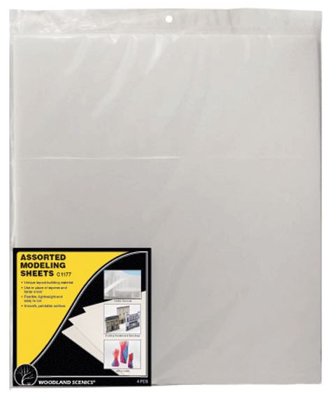 Woodland Scenics Modeling Sheets - 16 x 18" 40.6 x 45.7cm -- Assortment: 2 Each 1/16" & 1 Each 1/8" and 1/4" Thick - WOOC1177