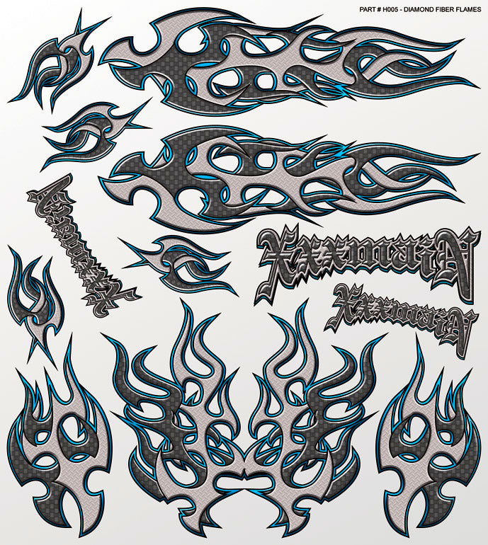 XXX Main Racing Diamond Fiber (Flames) Large Decal - XXXH005