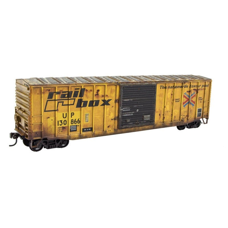 Micro-Trains by Atlas 560 010 006 HO-Scale Weathered 50' Exterior Post Boxcar Kit - Union Pacific (UP) ex-Railbox #130866