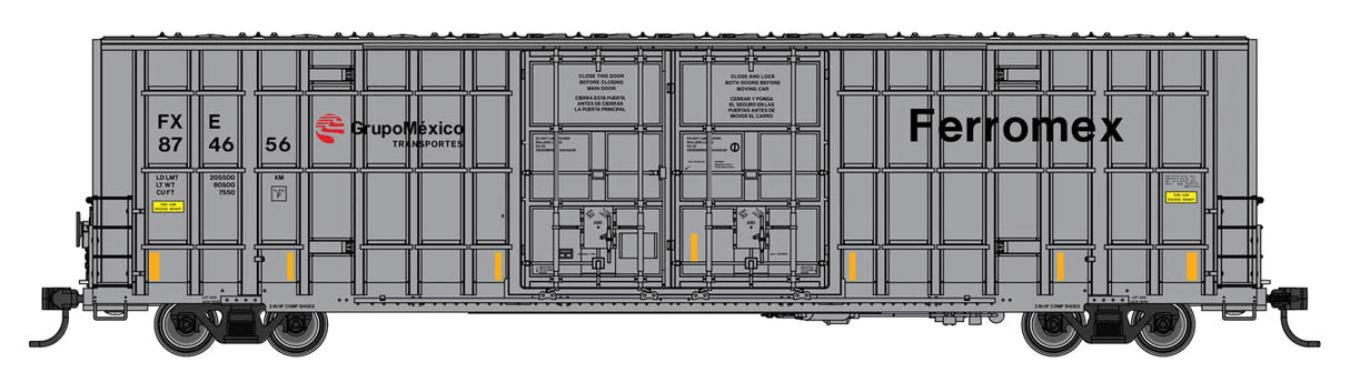 WalthersMainline HO 60' High Cube Plate F Horizontal Post Boxcar - Ready to Run -- Ferromex (FXE) #874656