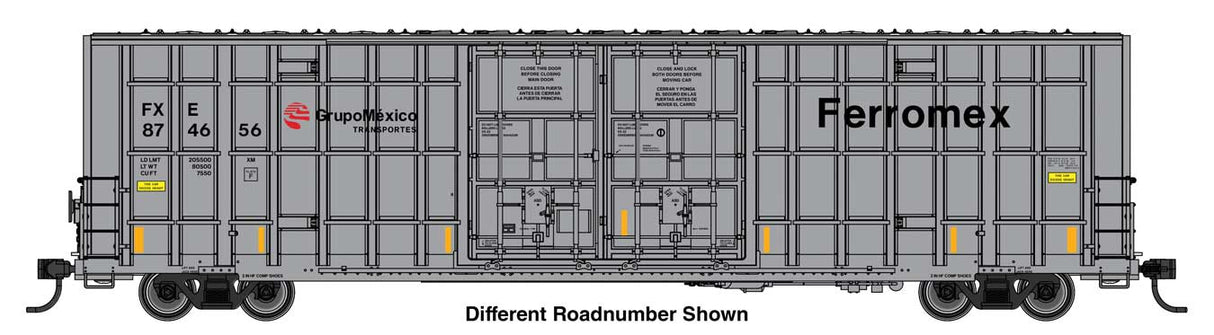 WalthersMainline HO 60' High Cube Plate F Horizontal Post Boxcar - Ready to Run -- Ferromex (FXE) #874734