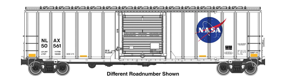 WalthersMainline HO Rocket Train Buffer Car Ready to Run -- NASA (NLAX) #22062