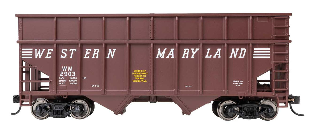 WalthersMainline HO 36' Wood Chip Hopper - Ready to Run -- Western Maryland #2903 (Boxcar Red)