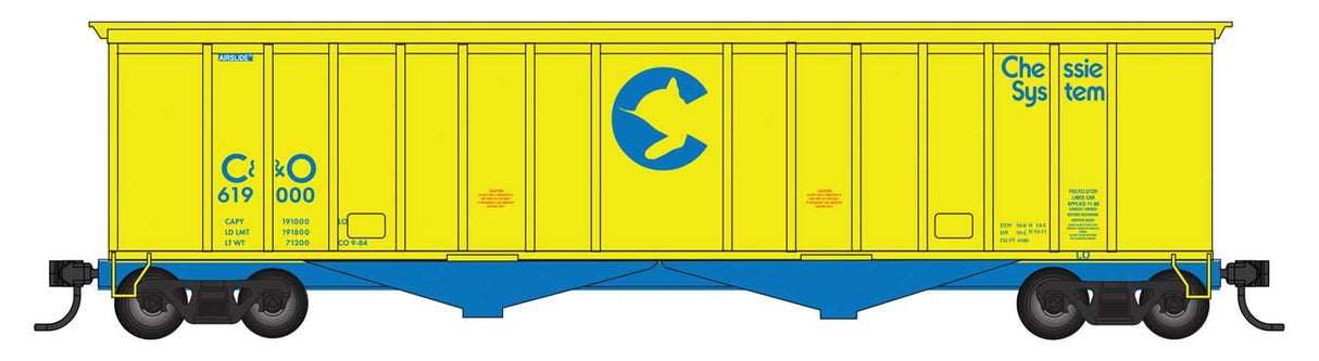 WalthersMainline HO 50' 2-Bay Airslide(R) Covered Hopper - Ready to Run -- Chessie System C&O #619000