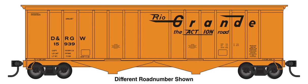 WalthersMainline HO 50' 2-Bay Airslide(R) Covered Hopper - Ready to Run -- Denver & Rio Grande Western (D&RGW) #15942