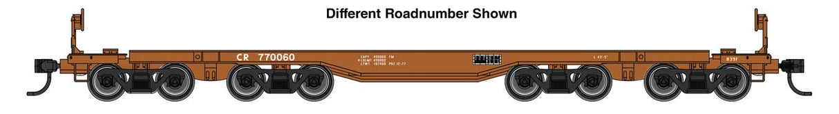 WalthersProto HO 66' Heavy-Duty 4-Truck Flatcar - Ready to Run -- Conrail (CR) #770066