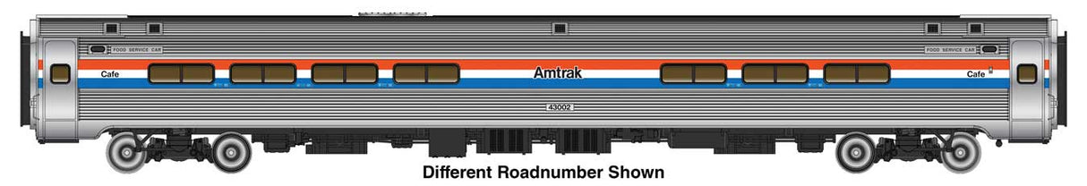 WalthersProto HO 85' Amfleet I Amcafe - Lighted - Ready to Run -- Amtrak (AMT) Phase III #43003