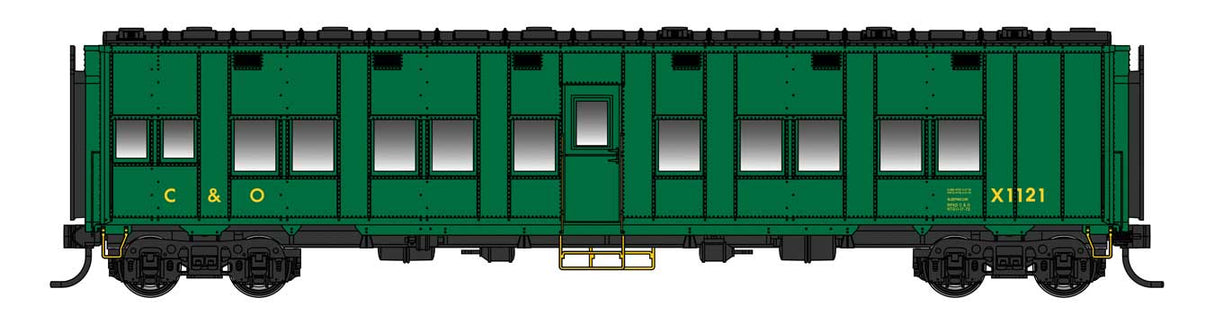 WalthersProto Pullman-Standard Troop Sleeper Car - Lighted - Ready to Run -- Chesapeake & Ohio (C&O) #X1121