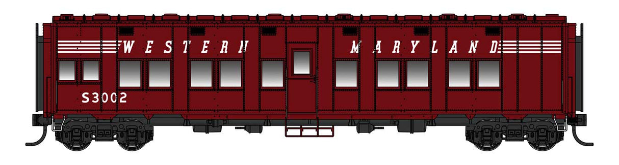 WalthersProto Pullman-Standard Troop Sleeper Car - Lighted - Ready to Run -- Western Maryland (WM) #S3002