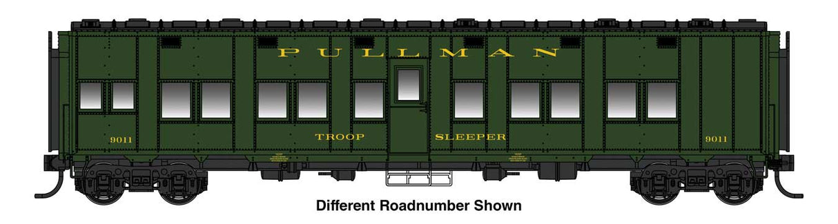 WalthersProto HO Pullman-Standard Troop Sleeper Car - Standard - Ready to Run -- Pullman Troop Sleeper #9997
