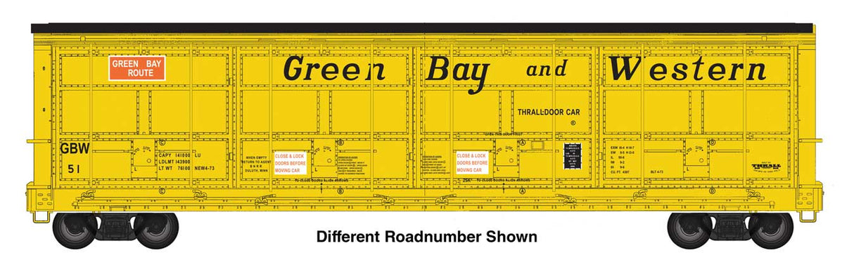 WalthersProto 56' Thrall All-Door Boxcar - Ready to Run -- Green Bay & Western (GB&W) #54
