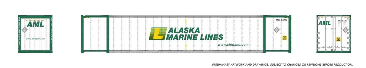 Rapido Trains HO 53' high-cube Container (2-pack): Alaska Marine