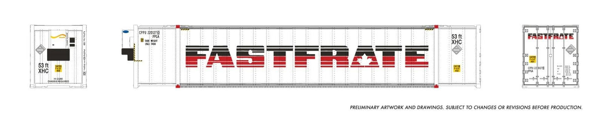Rapido Trains HO 53' high-cube Container (2-pack): FastFrate