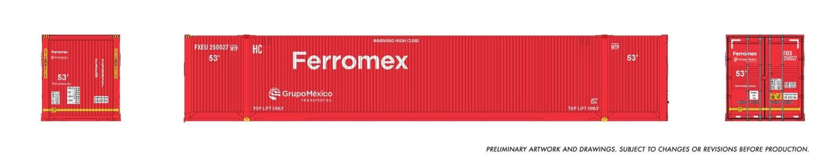 Rapido Trains HO 53' Outside-Braced Container (2-pack): Ferromex - Red