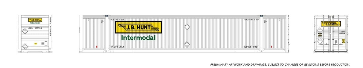 Rapido Trains HO 53' Reinforced Outside-Braced Container (2-pack): JB Hunt