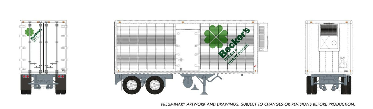 Rapido Trains HO 26' Can-Car Trailer: Becker's Foods: #7709