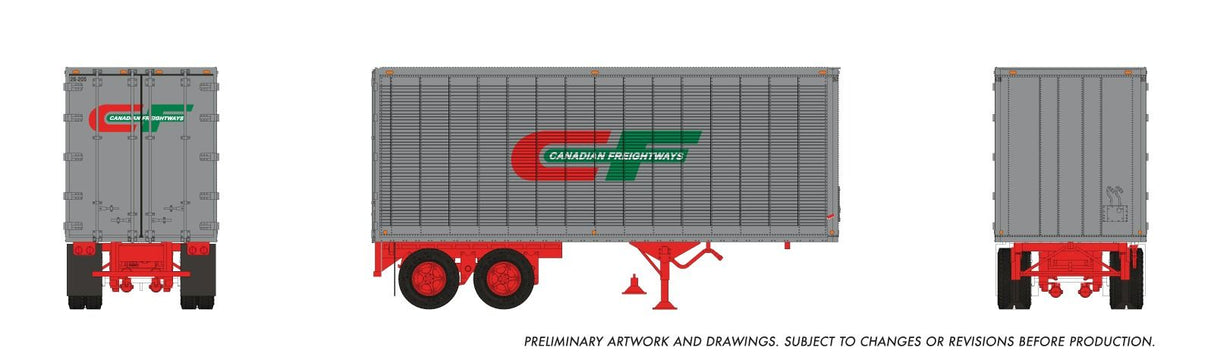 Rapido Trains HO 26' Can-Car Trailer: Canadian Freightways: #26-205