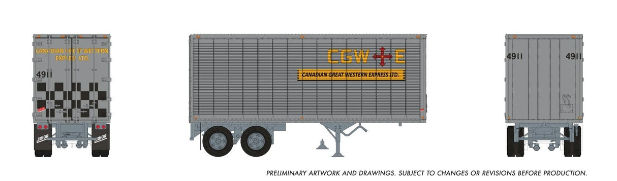 Rapido Trains HO 26' Can-Car Trailer: Canadian Great Western Express: #4966