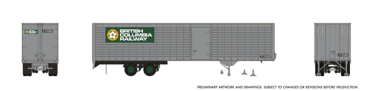 Rapido Trains HO 40 Fruehauf Fluted Side Volume Van: British Columbia Ry: #270328