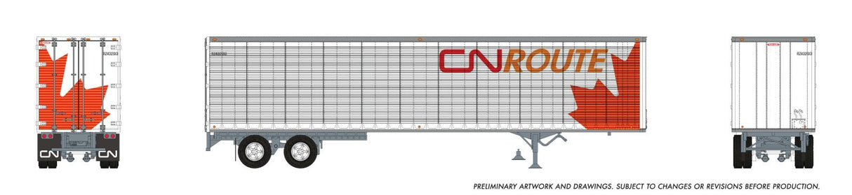 Rapido Trains HO 45' Trailmobile Dry Van Trailer: CN Route: #RZ432013