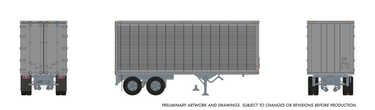 Rapido Trains HO 26' Can-Car Trailer w/side door: Silver Unlettered