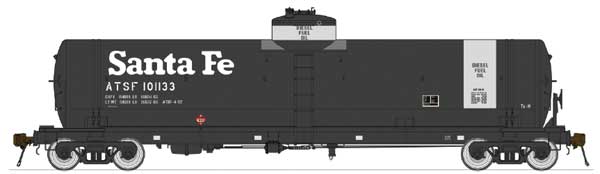 American Limited Models HO GATC Welded Tank Car - Ready to Run -- Santa Fe 101133 (Late Scheme, black, white, Diesel Fuel) - 147-1833