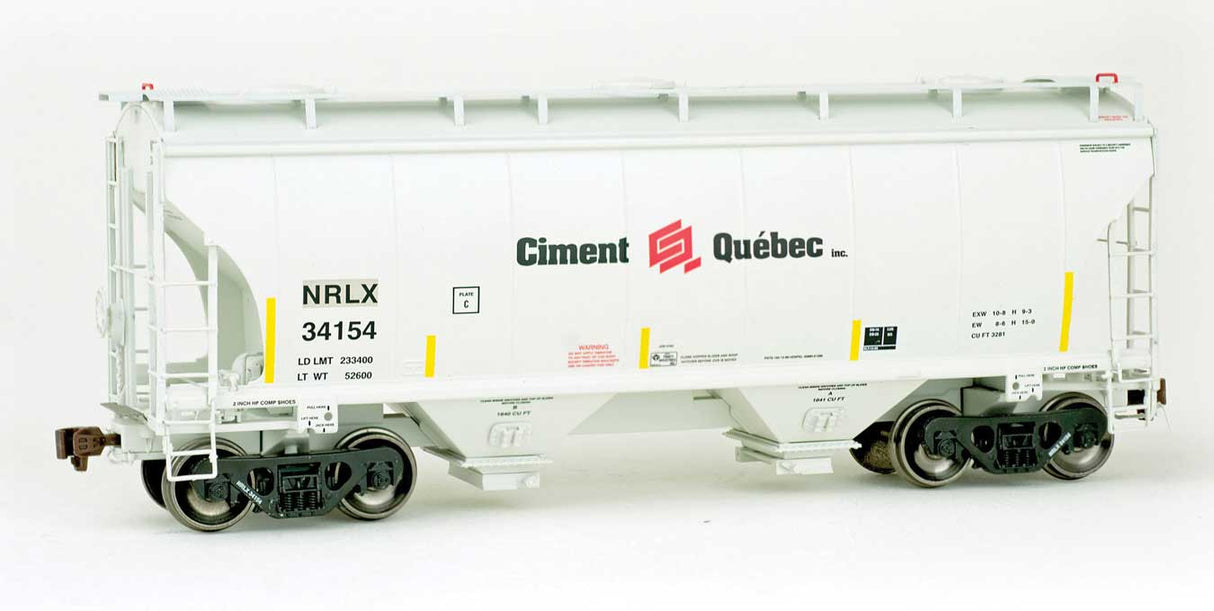 American Limited Models TrinityRail 3281 Cu.Ft. 2-Bay Covered Hopper - Ready to Run -- CIT Group/Capital Finance NRLX #34154 (Ex-Ciment Quebec, 2005, gray, yellow - 147-2026