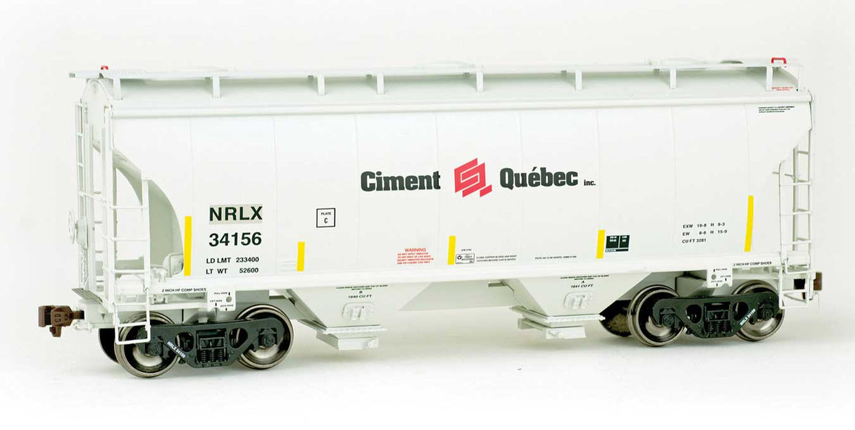 American Limited Models TrinityRail 3281 Cu.Ft. 2-Bay Covered Hopper - Ready to Run -- CIT Group/Capital Finance NRLX #34156 (Ex-Ciment Quebec, 2005, gray, yellow - 147-2027