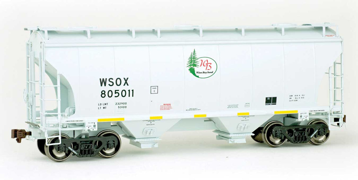 American Limited Models TrinityRail 3281 Cu.Ft. 2-Bay Covered Hopper - Ready to Run -- First Union Rail WSOX #805011 (2011, gray, green, red, yellow conspicuity ma - 147-2050