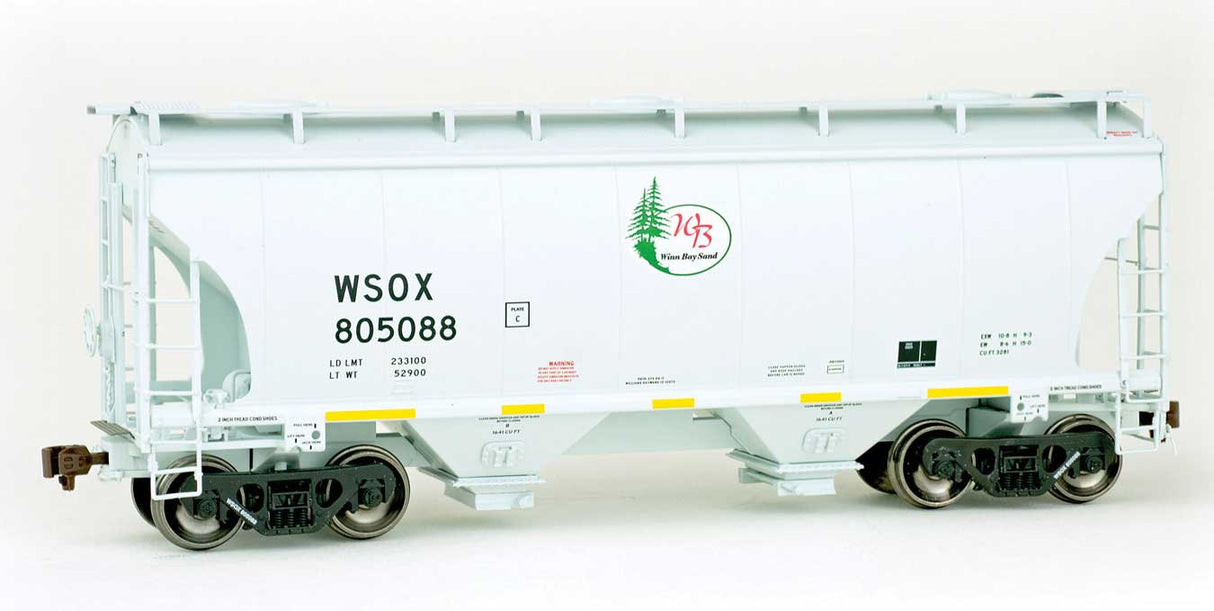 American Limited Models TrinityRail 3281 Cu.Ft. 2-Bay Covered Hopper - Ready to Run -- First Union Rail WSOX #805088 (2011, gray, green, red, yellow conspicuity ma - 147-2053