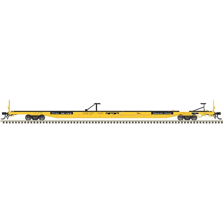 Atlas N Master Series 89'4" Flat Car - Trailer-Train TTAX #981448 (yellow, black)