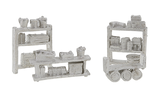 Bar Mills HO detailed shelving & storage - 171-208