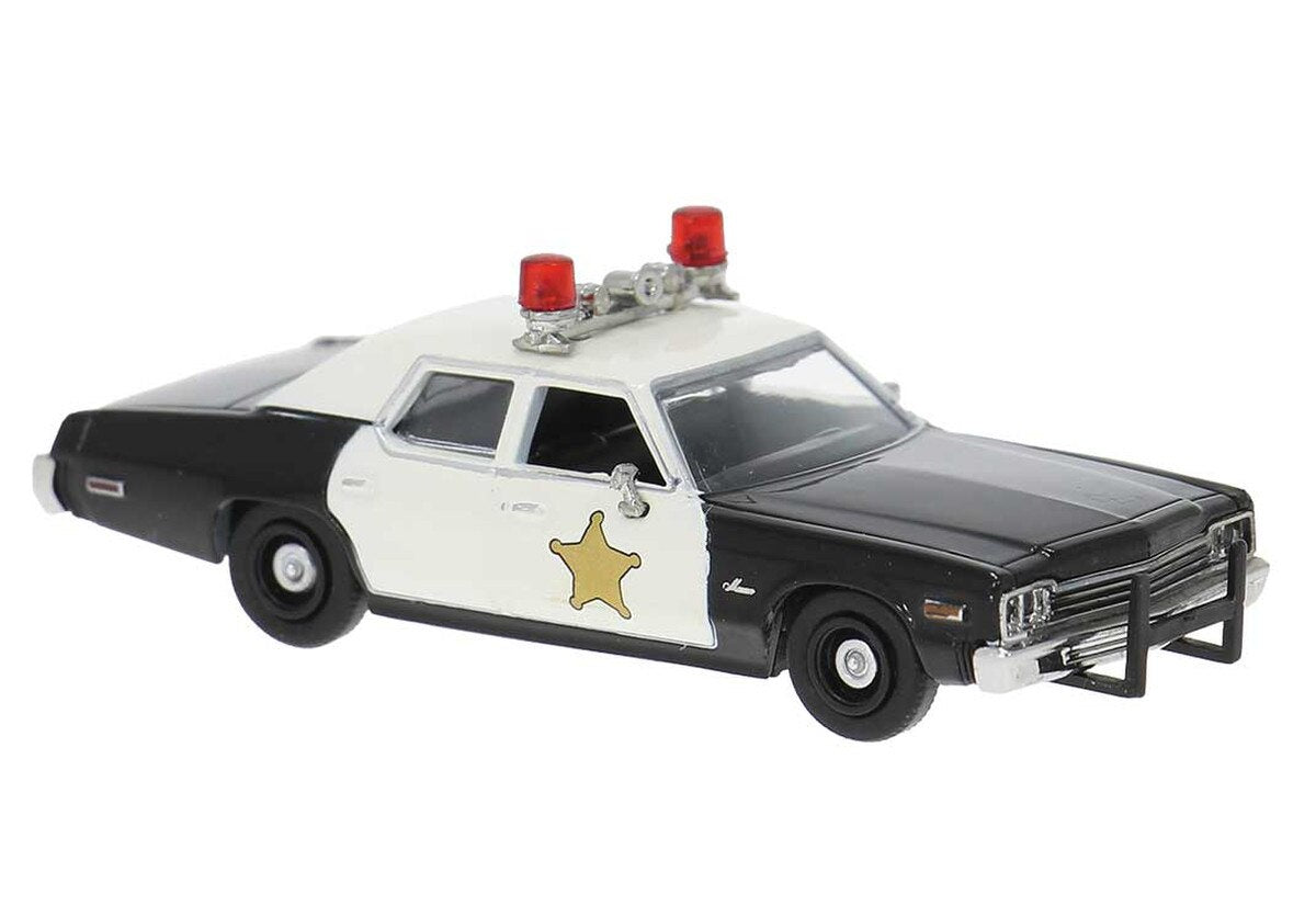 Brekina HO 1970s Dodge Monaco - Assembled – Sheriff (black, white, gold)