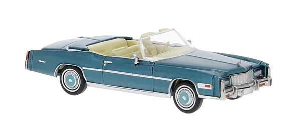 Brekina HO 1975 Cadillac Eldorado Convertible - Assembled -- Top Down (turquoise)