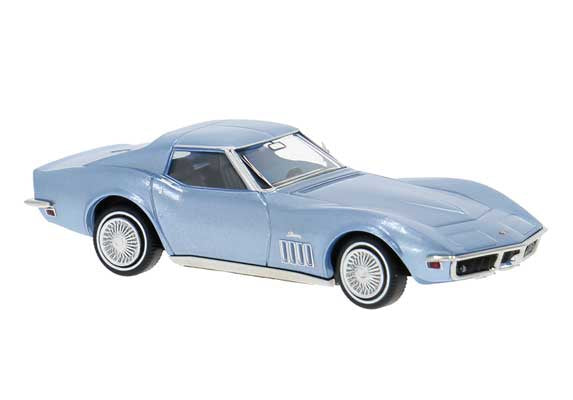 Brekina HO 1967-1973 Chevrolet Corvette C3 - Assembled - Metallic Ice Blue