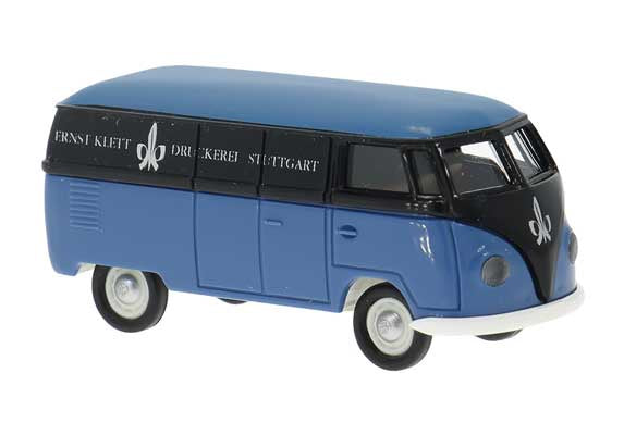Brekina HO 1950-1954 Volkswagen T1a Kasten Cargo Van - Assembled -- Ernst Klett Verlag (2-Tone Blue, German Lettering)