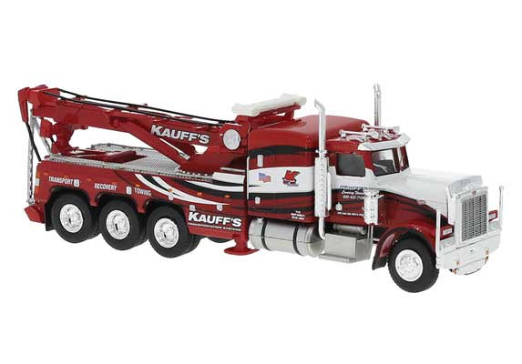 Brekina HO Peterbilt 359 Heavy-Duty Tow Truck - Assembled -- Kauff's (red, white, black)