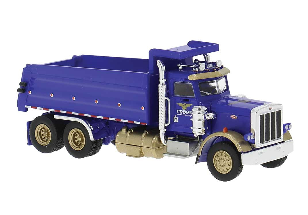 Brekina HO Peterbilt 359 Dump Truck - Assembled -- Force Corporation (blue)
