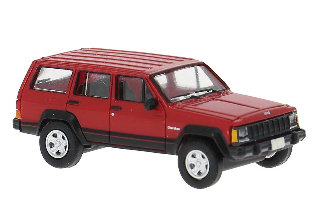 Brekina HO 1984 Jeep Cherokee SUV - Assembled -- Red, Black