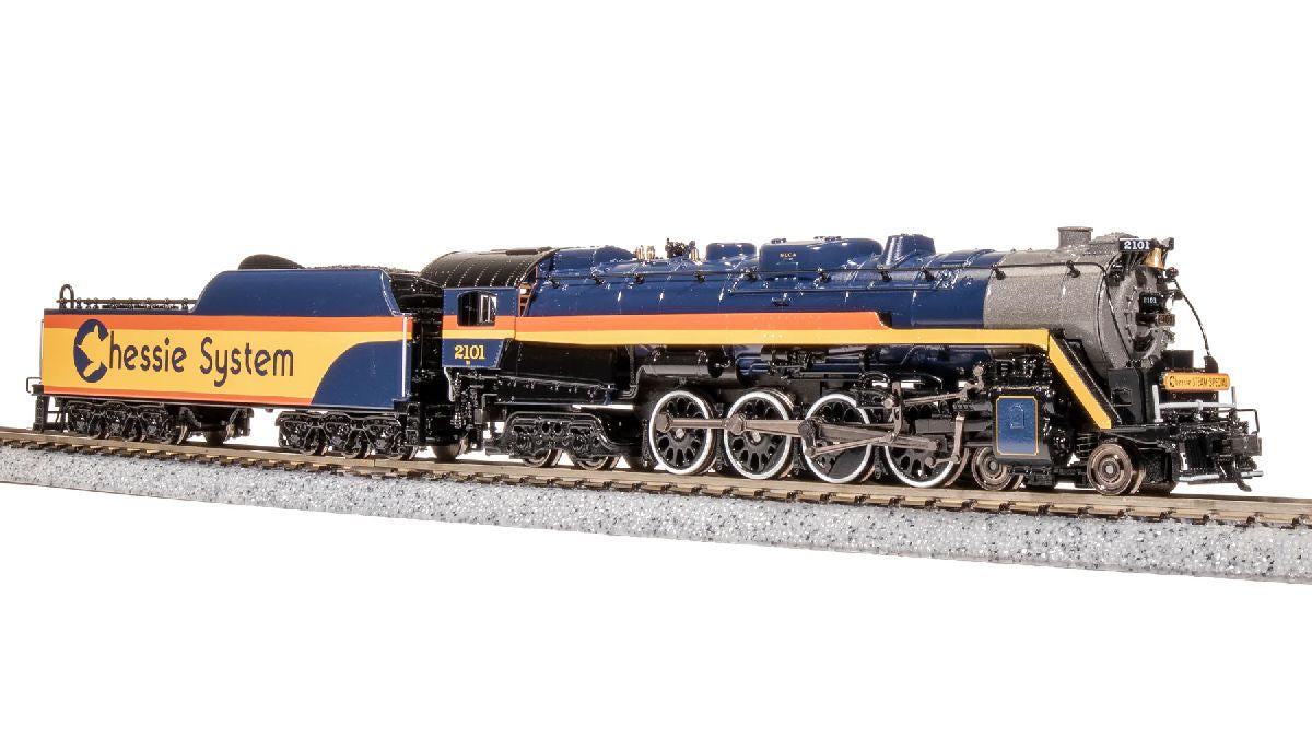 Broadway Limited N RDG Class T-1 4-8-4 - Sound and DCC - Paragon4(TM) -- Chessie System #2101 (Chessie Steam Special, yellow, blue, vermillion, graph