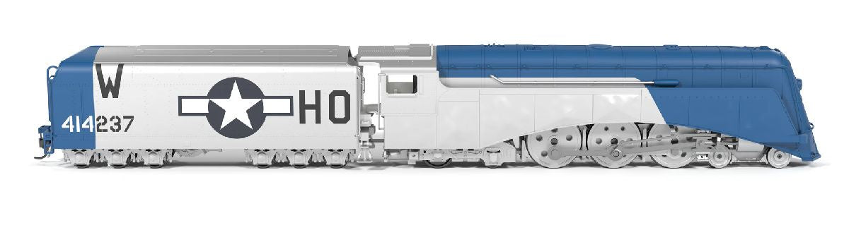 Broadway Limited HO Streamlined 4-6-4 Hudson, Disc Drivers - Sound, DCC & Smoke - Paragon4(TM) -- US Army Air Force USAAF (Fantasy Moonbeam McSwine Scheme, silver, blue)