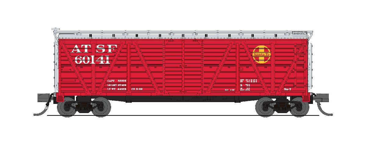 Broadway Limited N 40' Stock Car with Cattle Sounds - Ready to Run -- Santa Fe (ATSF) #60141 (red, gray)